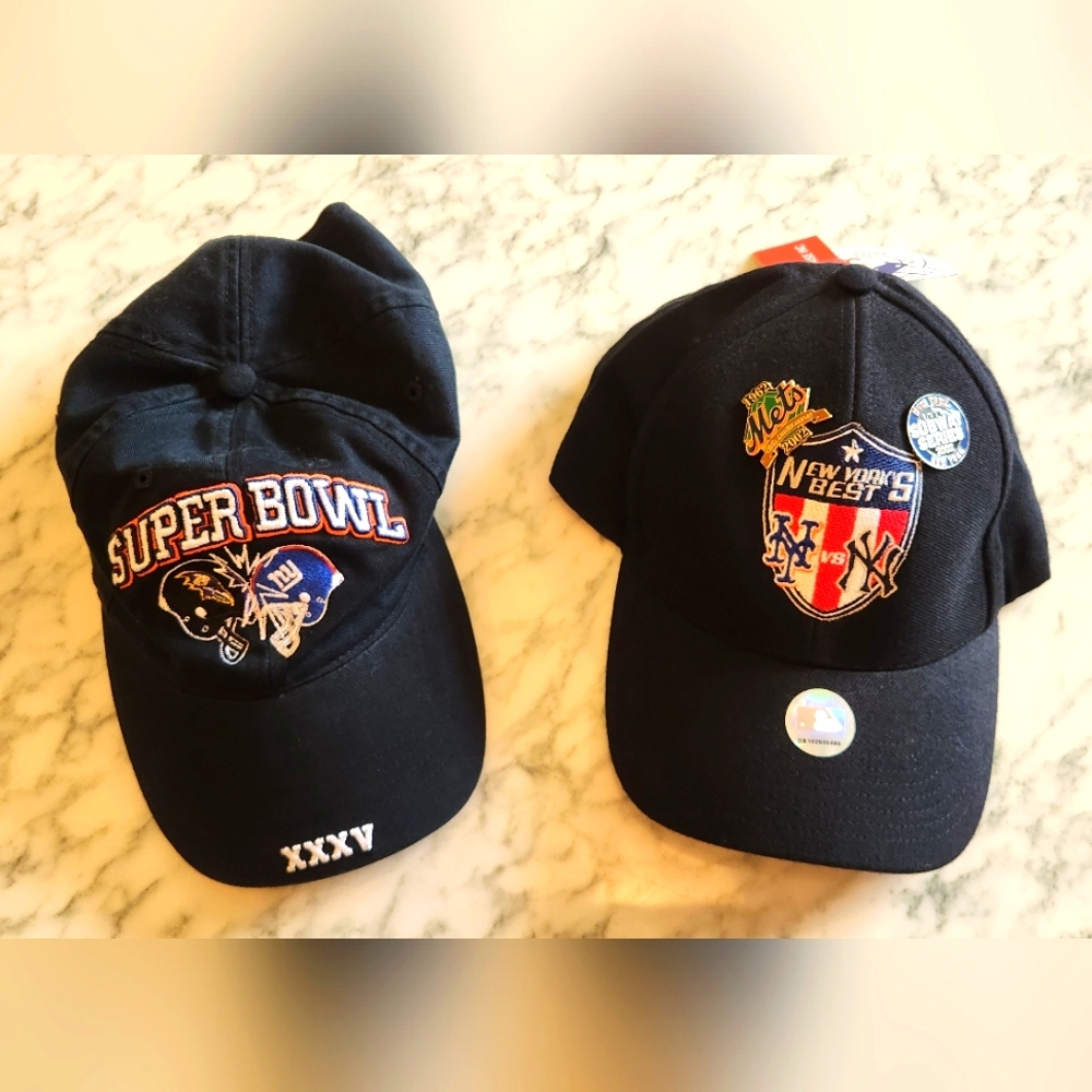 2002 Subway Series & Super Bowl XXXV Collectors Hats & Pins